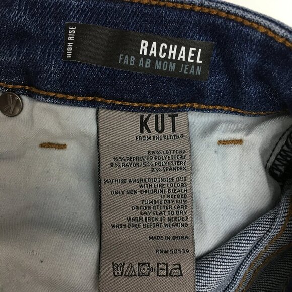 Kut From The Kloth Rachael Mom Jeans Button Fly Distressed High Rise size 12 - Picture 4 of 8